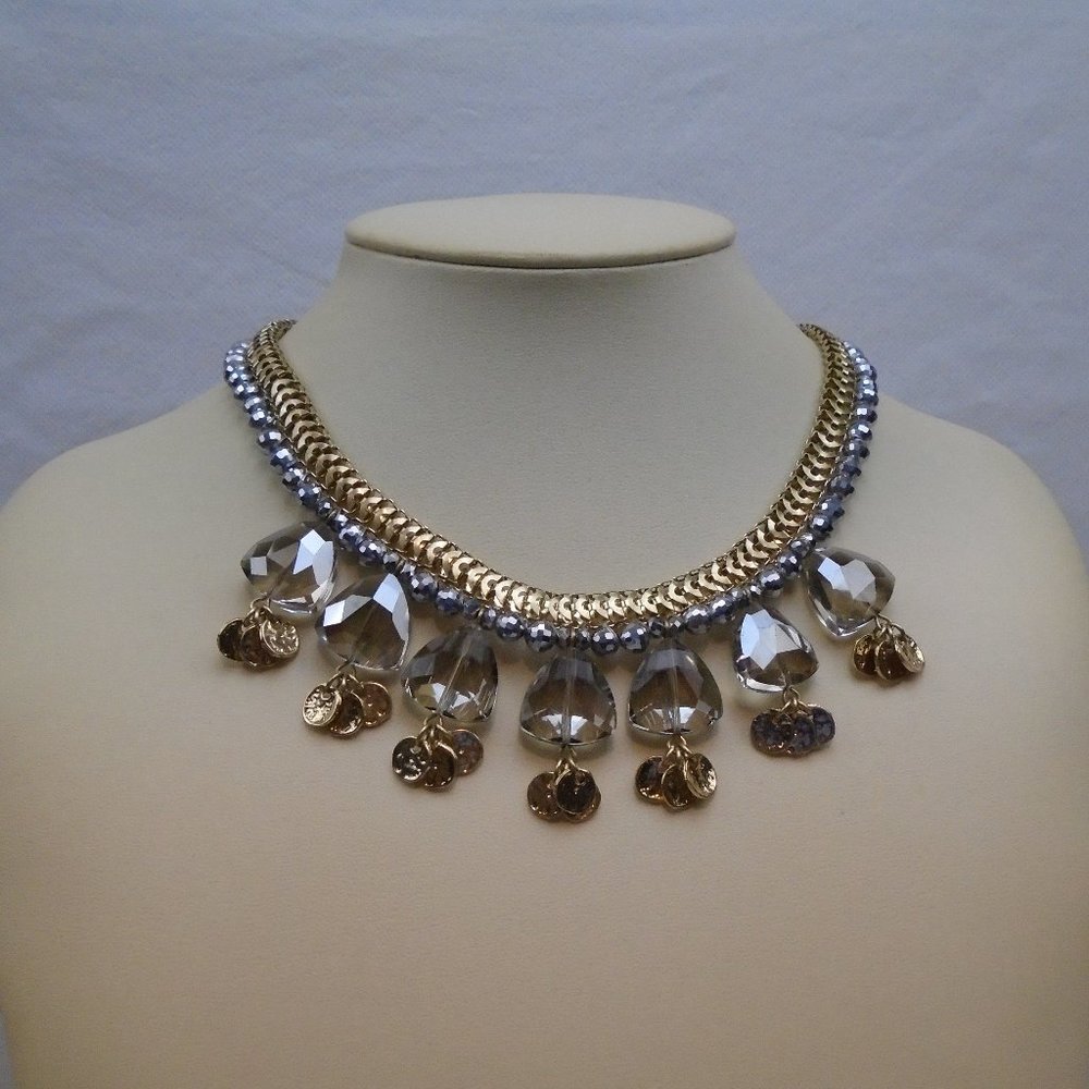 TOMMY BAHAMA PASTEL STONE LAYERED SILVER STATEMENT NECKLACE NWOT YU